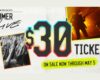Promotional poster for Summer of Love with bold '$30' tickets, guitarist silhouette, and crowd photos; sale through May 5.